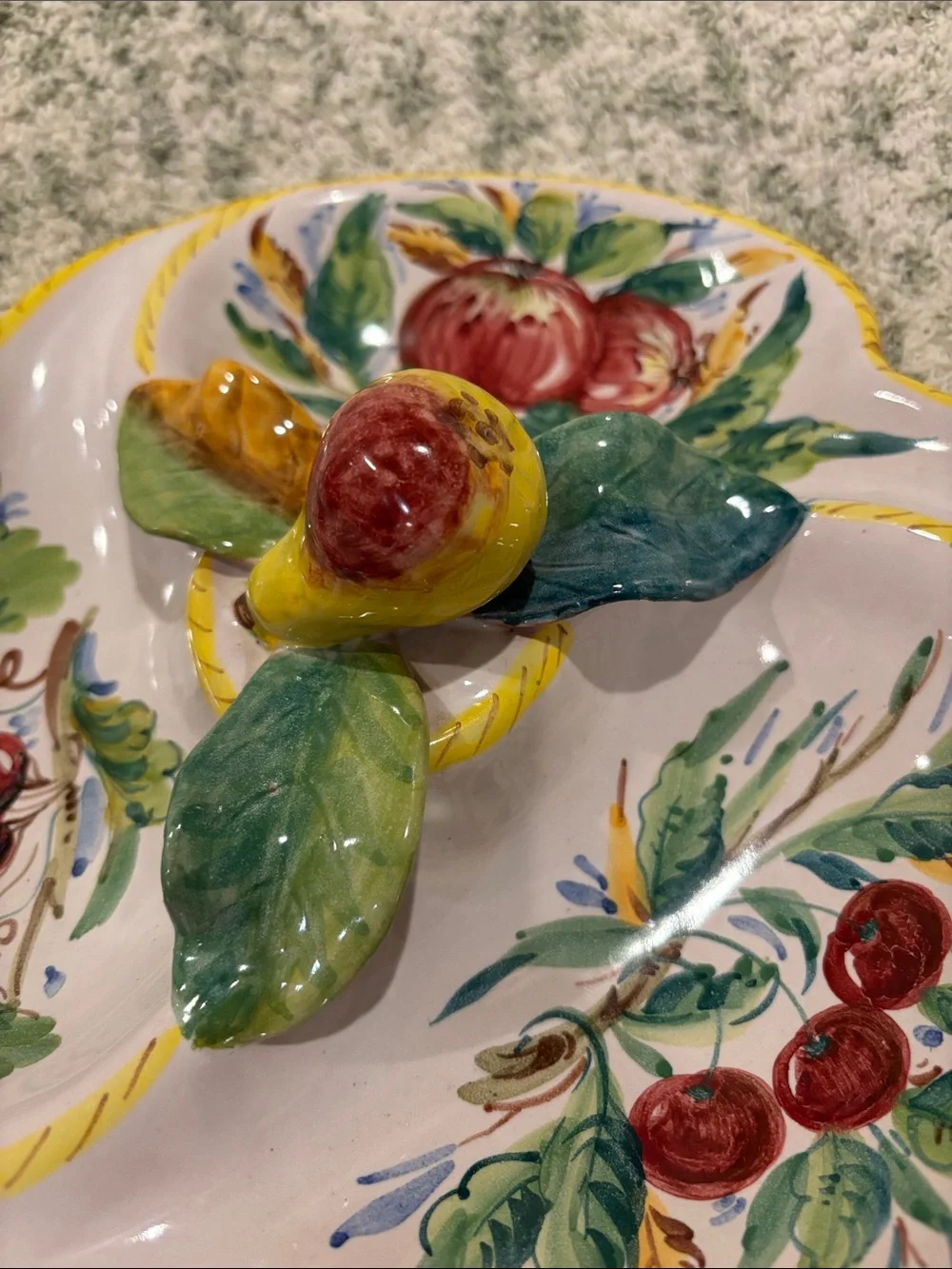Hand-Painted Italian Ceramic Fruit Divided Serving Dish NWT Artisan Made